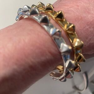 Stella&Dot original Gold & Silver Modern Pyramid Cuff Bracelets. 6-1/2"